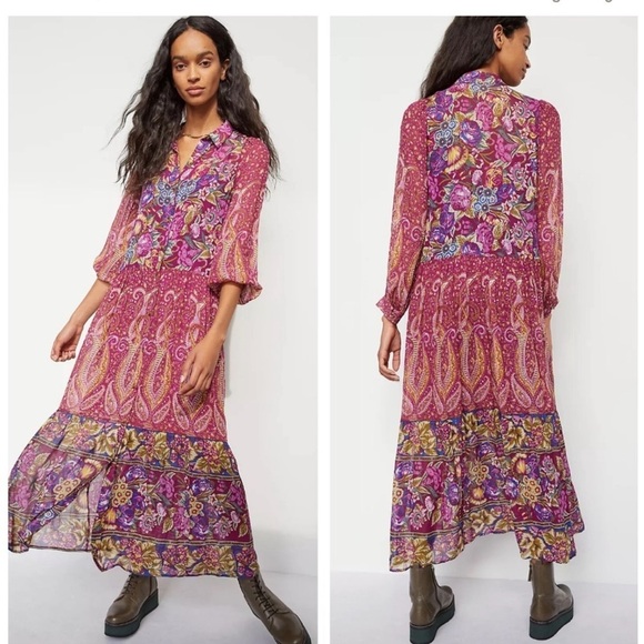 ANTHROPOLOGIE NIKOLE MAXI SHIRT DRESS - Picture 1 of 11